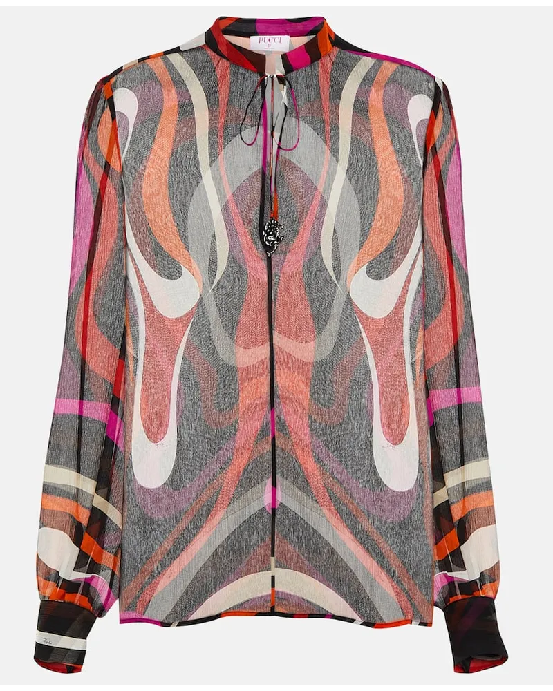 Emilio Pucci Bluse Marmo aus Seidenchiffon Schwarz