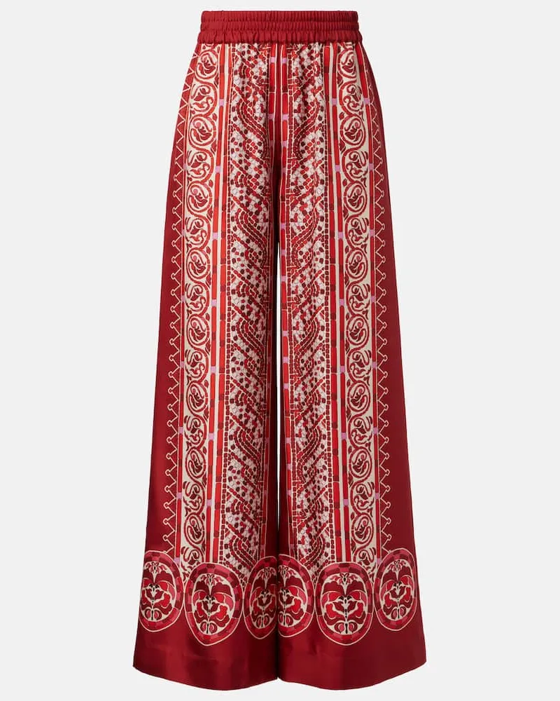 La DoubleJ Palazzo-Hose aus Seiden-Twill Rot