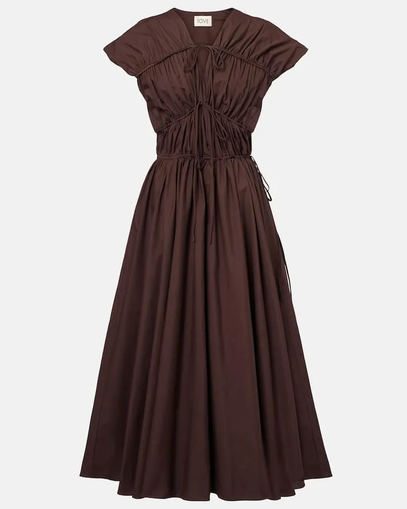 TOVE Midikleid Ceres aus Baumwolle Braun