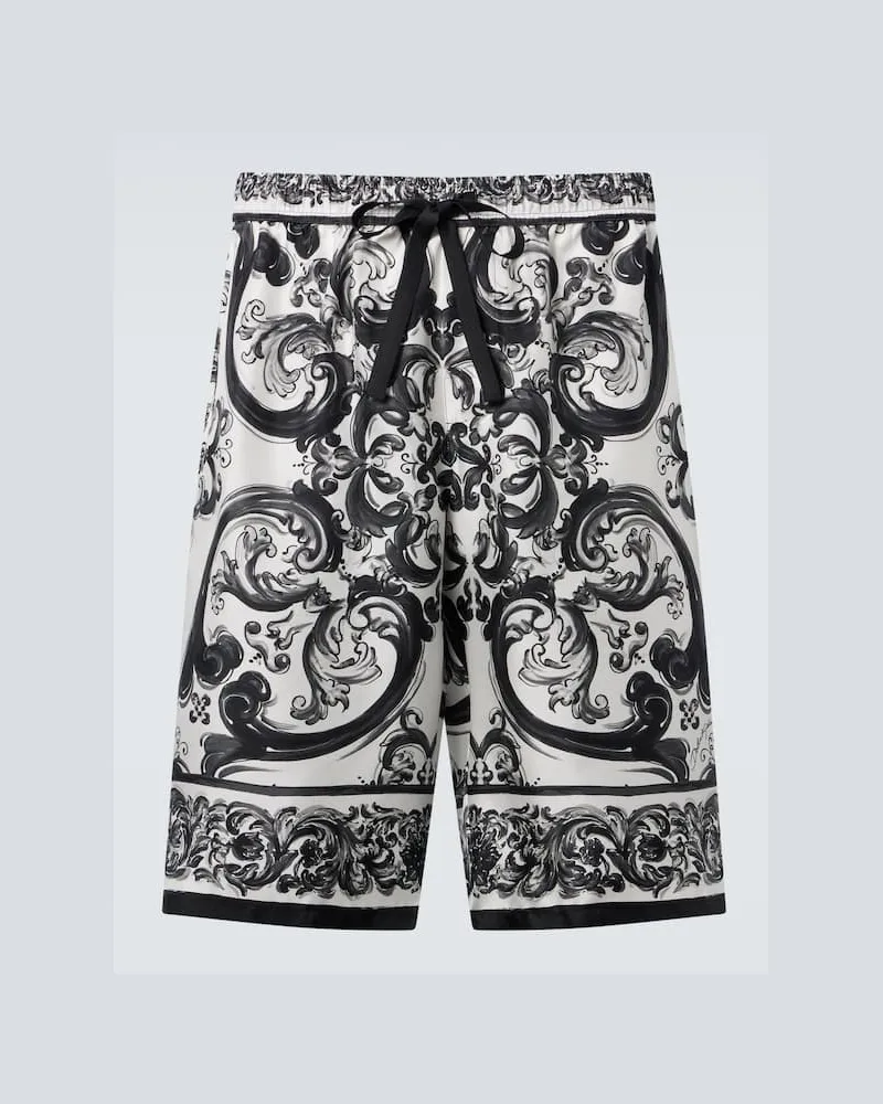 Dolce & Gabbana Shorts Majolica aus Seiden-Twill Weiß