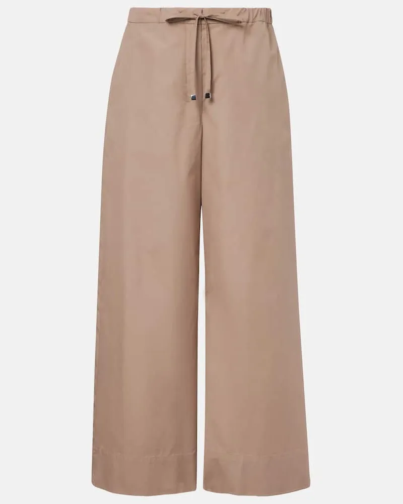 Max Mara Weite Hose Auero aus Baumwollpopeline Beige