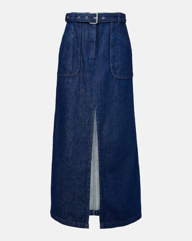 Dries van Noten Maxirock aus Denim Blau