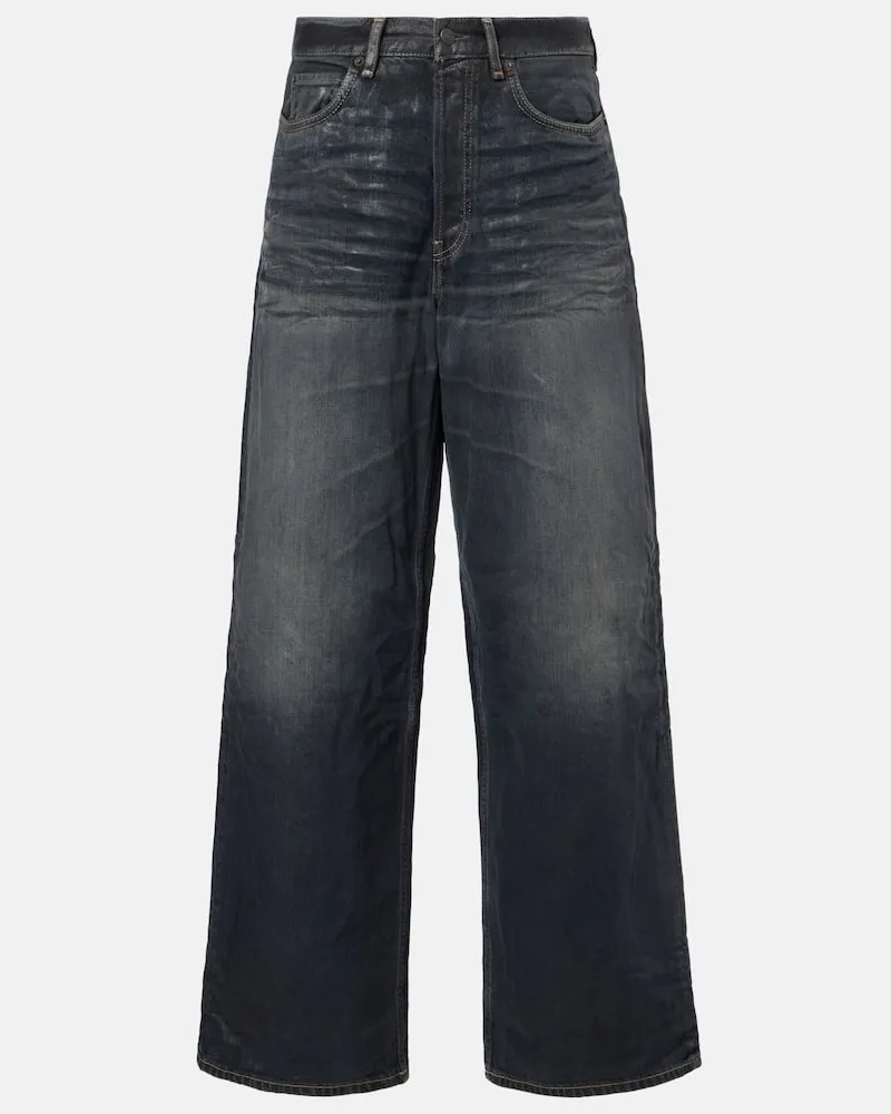 Acne Studios Mid-Rise Wide-Leg Jeans Glossy Schwarz