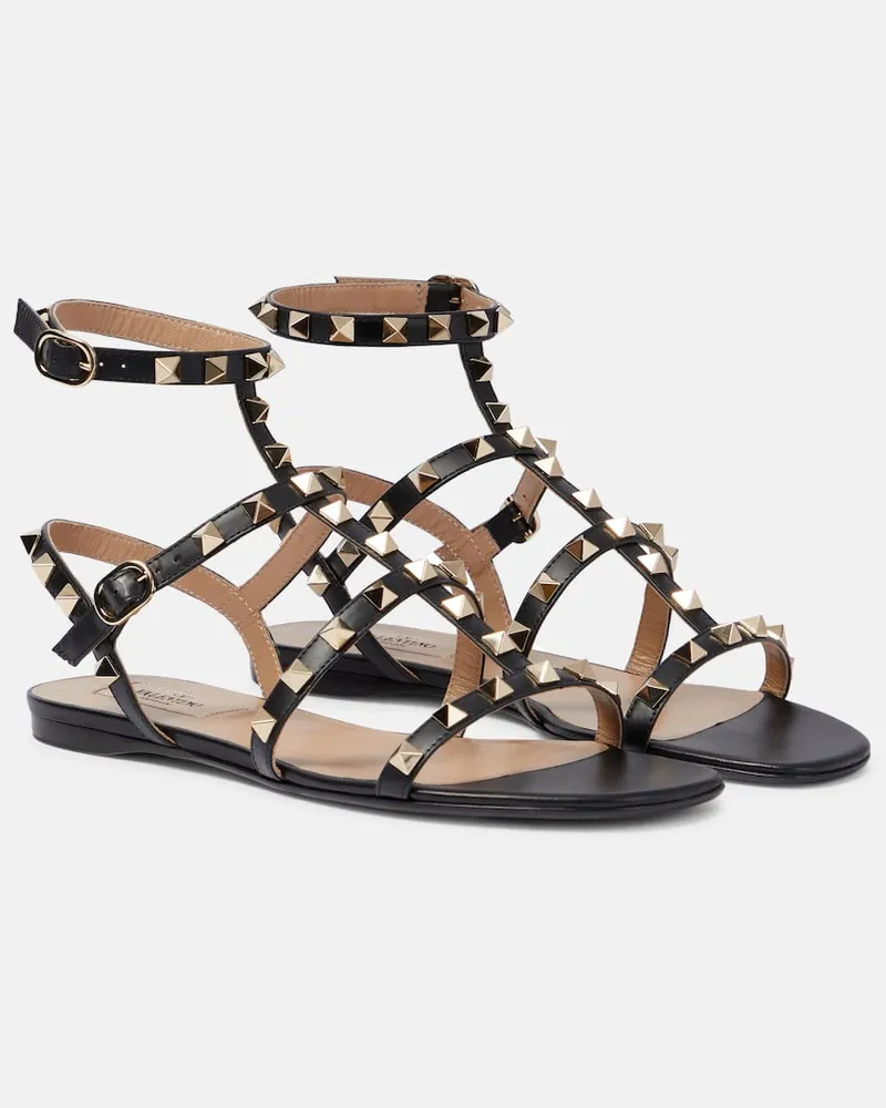 Valentino Garavani Sandalen Rockstud aus Leder Schwarz