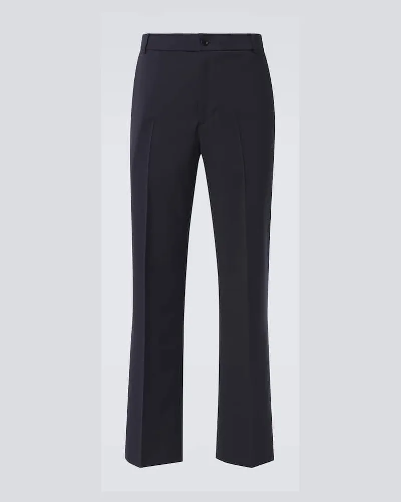 Moncler Gerade Hose Sportivo aus einem Wollgemisch Blau