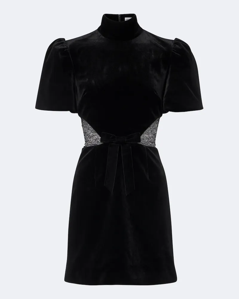 Rebecca Vallance Minikleid Martha aus Samt mit Spitze Schwarz