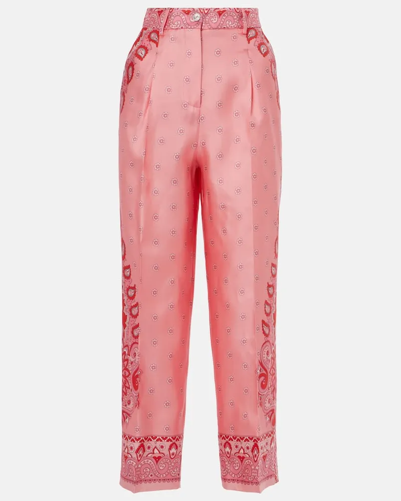 Etro Gerade Hose aus Seide Rosa