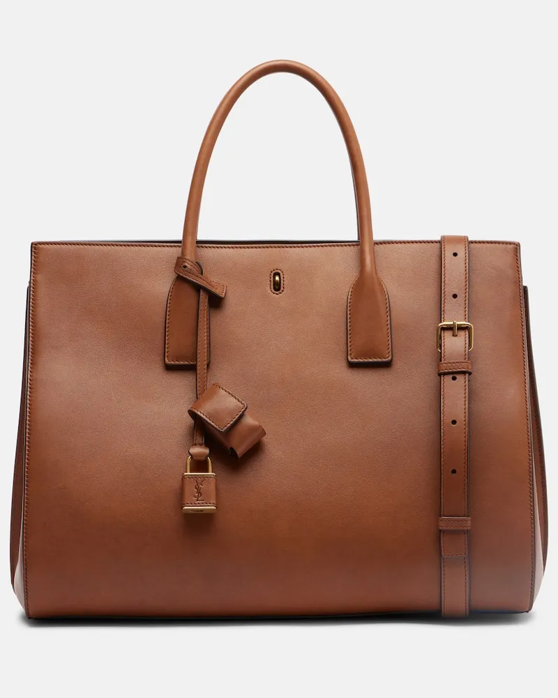 Saint Laurent Tote Bag Sac De Jour Large aus Leder Braun