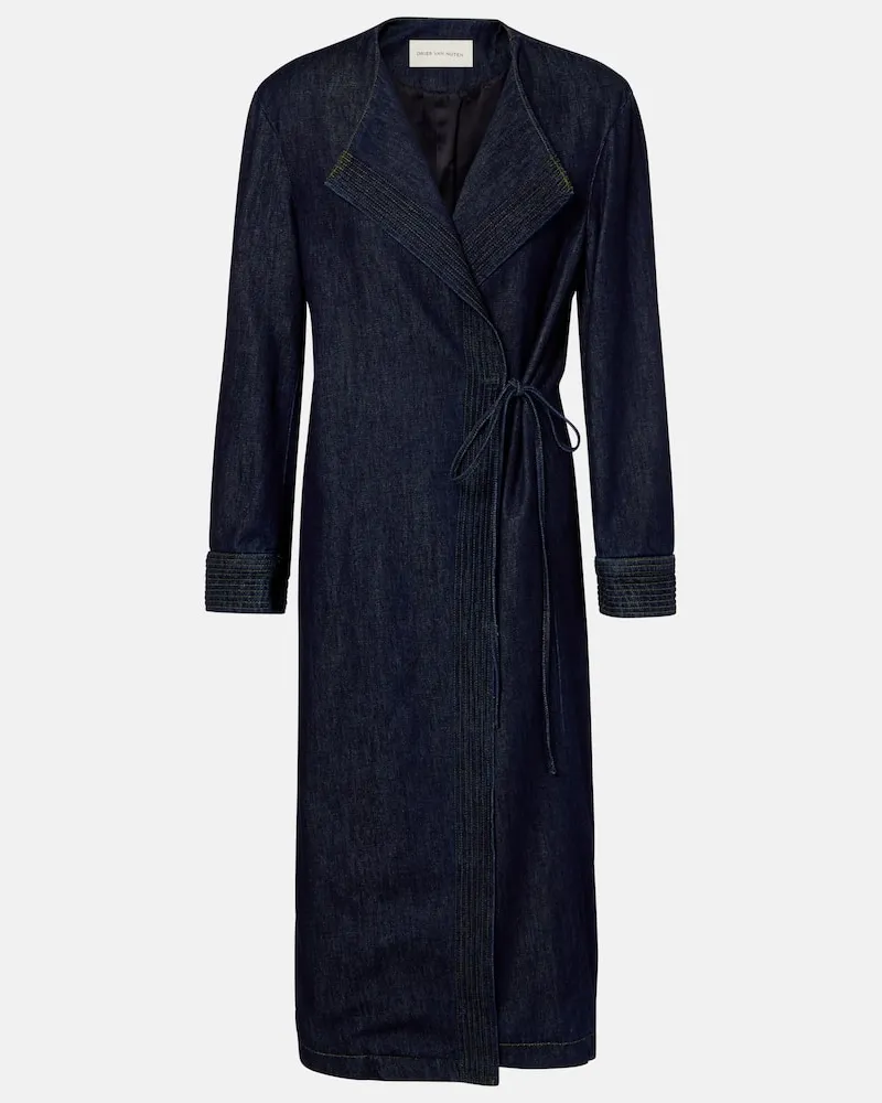 Dries van Noten Mantel aus Denim Blau