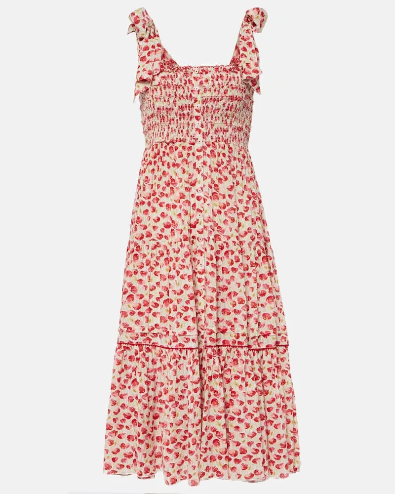 Poupette St Barth Midikleid Triny Weiß