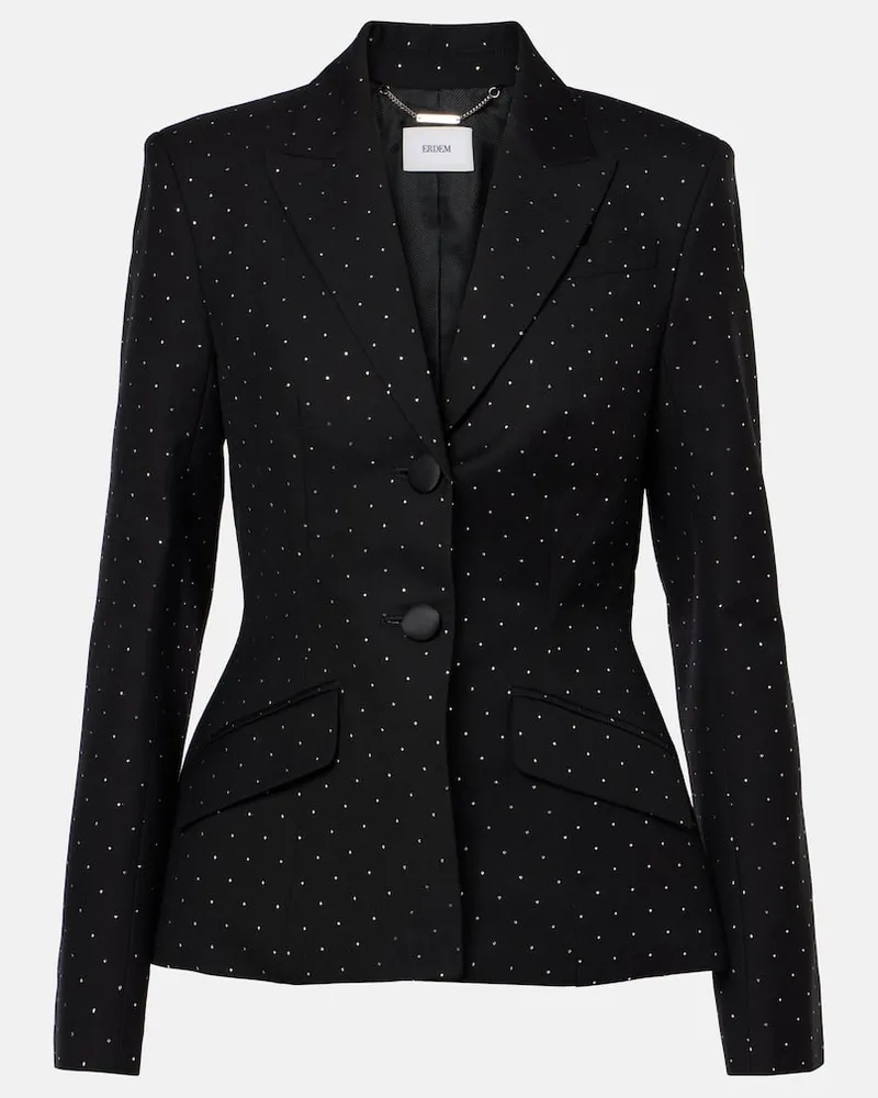 Erdem Blazer aus Baumwolle und Wolle Schwarz