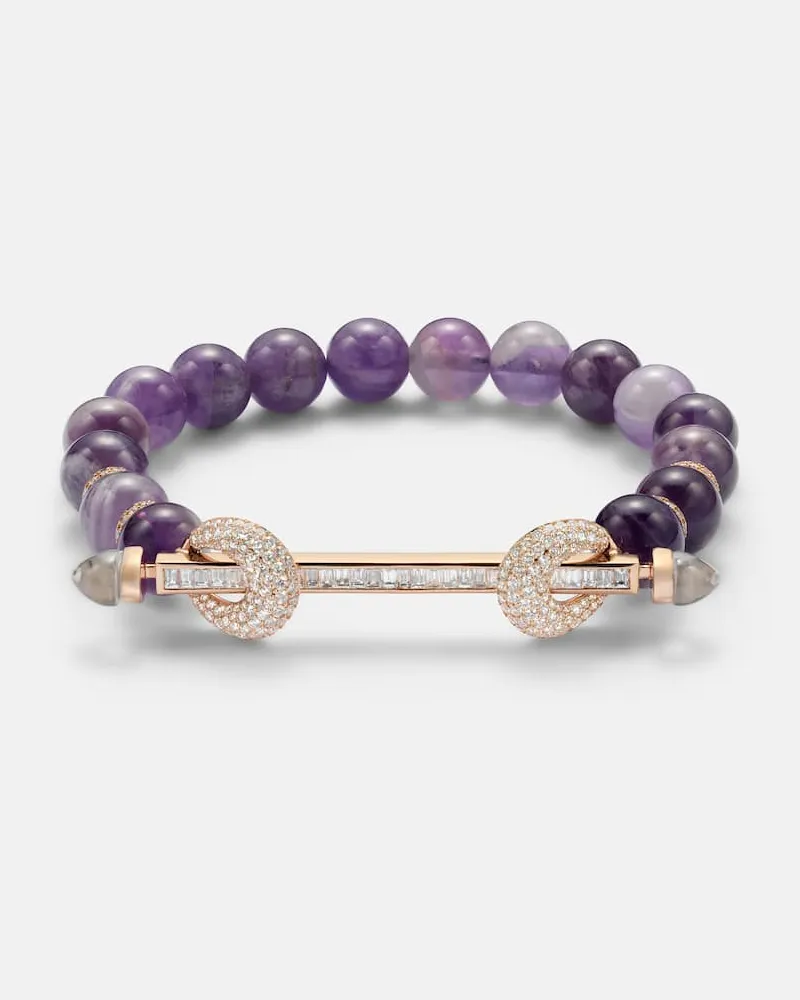 Ananya Armband Chakra aus Amethyst mit 18kt Roségold, Diamanten und Quarz Lila