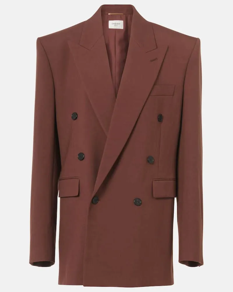 Saint Laurent Blazer aus Woll-Gabardine Braun