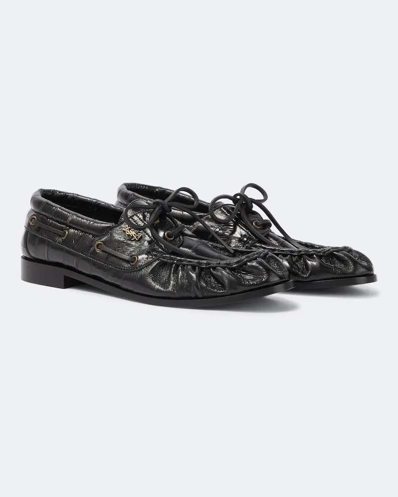 Saint Laurent Segelschuhe Le Loafer aus Leder Schwarz