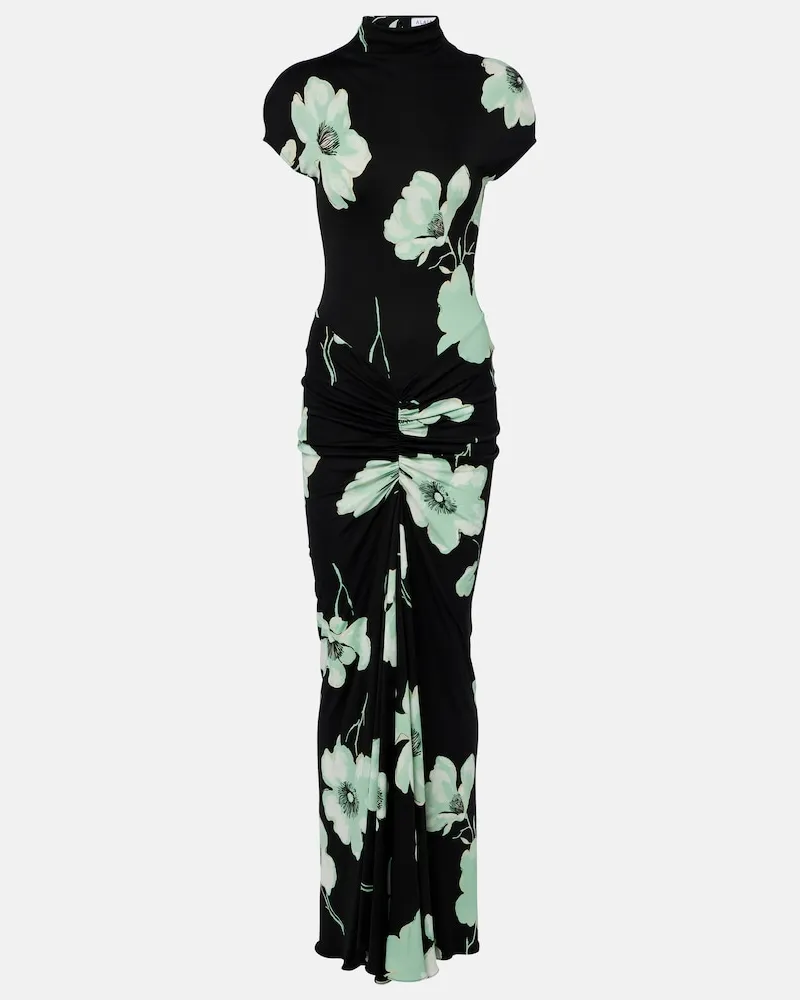 Alaïa Alaïa Gerafftes Maxikleid aus Jersey Schwarz