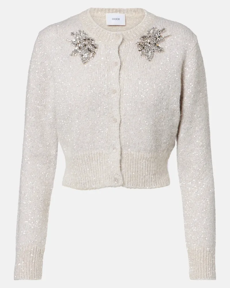 Erdem Verzierter Cropped-Cardigan Beige