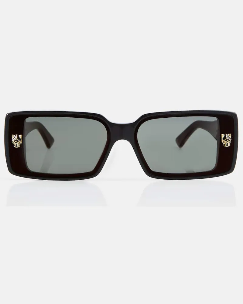Cartier Eckige Sonnenbrille Panthère de Cartier Schwarz