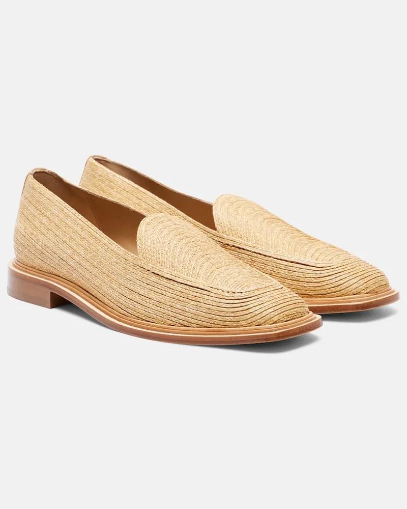 SOULIERS MARTINEZ Loafers Rio aus Raffiabast mit Leder Beige