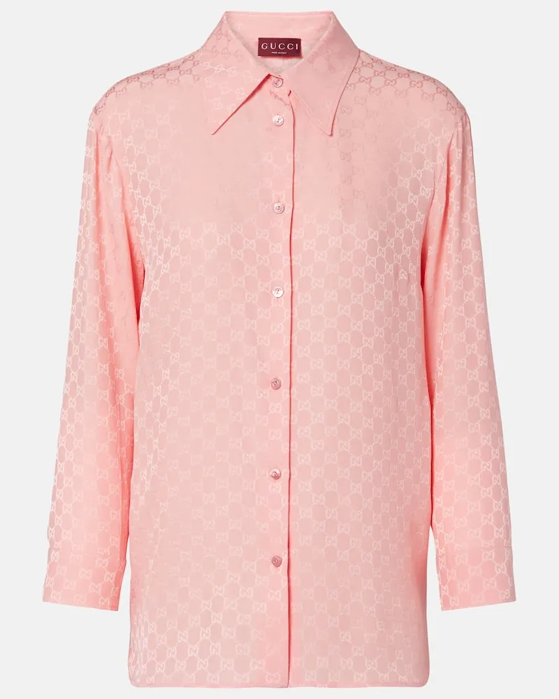 Gucci Hemd GG aus Seiden-Jacquard Pink