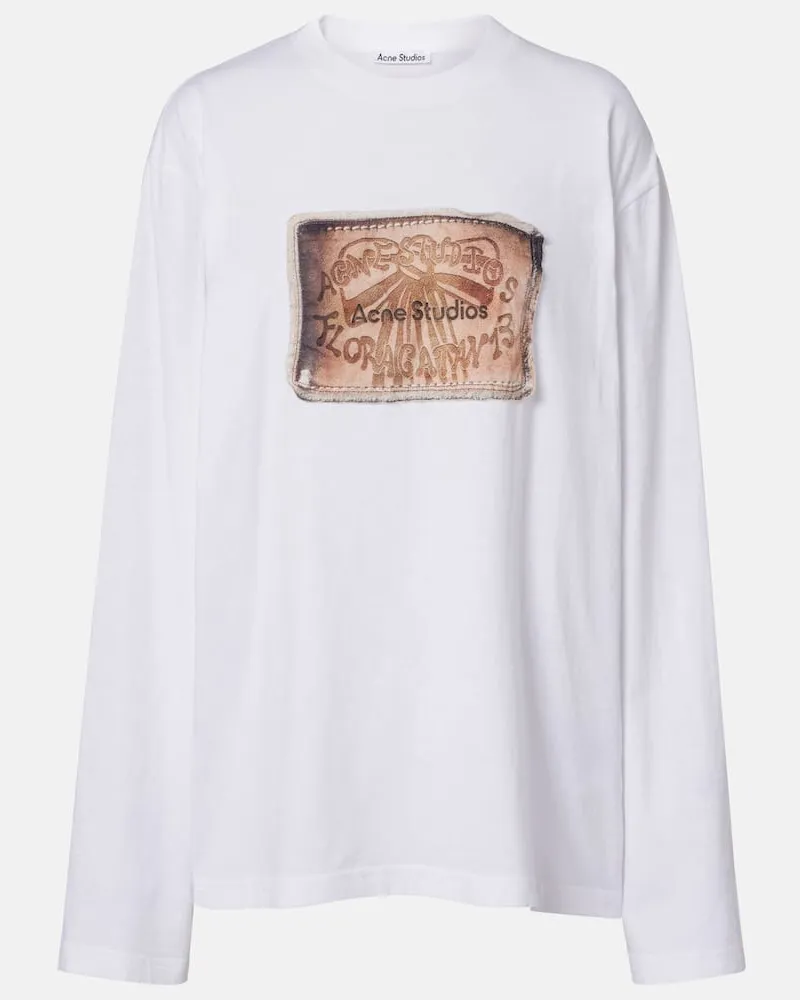Acne Studios Bedrucktes Longsleeve aus Baumwoll-Jersey Weiß