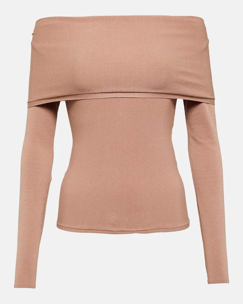 Alaïa Alaïa Off-Shoulder-Top aus Jersey Neutral