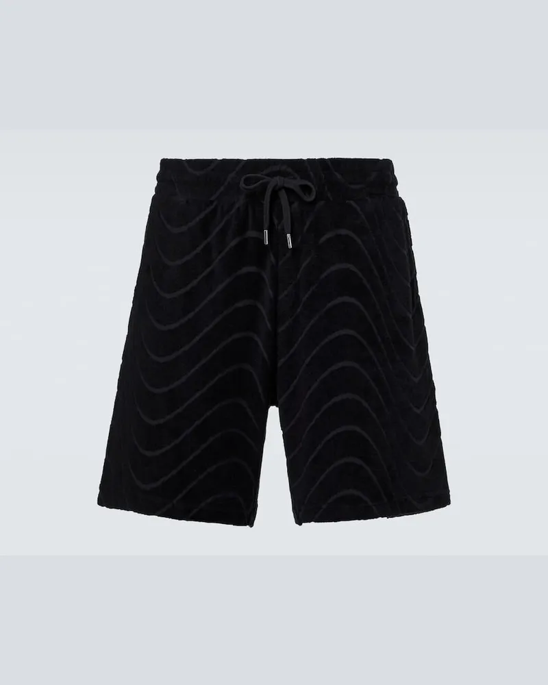 Frescobol Carioca Bestickte Shorts aus Frottee Schwarz