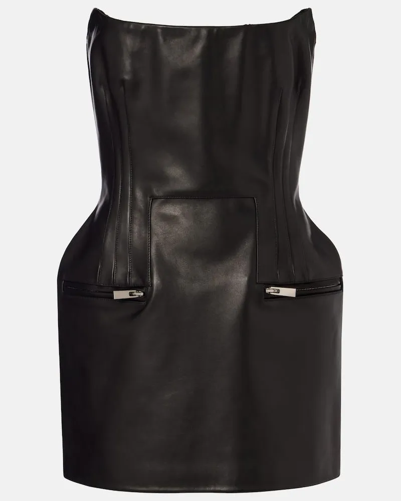 Magda Butrym Bustier-Kleid aus Leder Schwarz