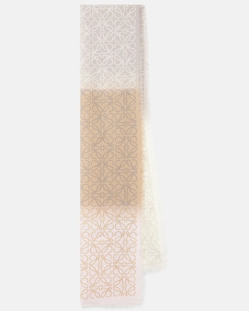 Loewe Schal Anagram aus Wolle, Seide und Kaschmir Beige