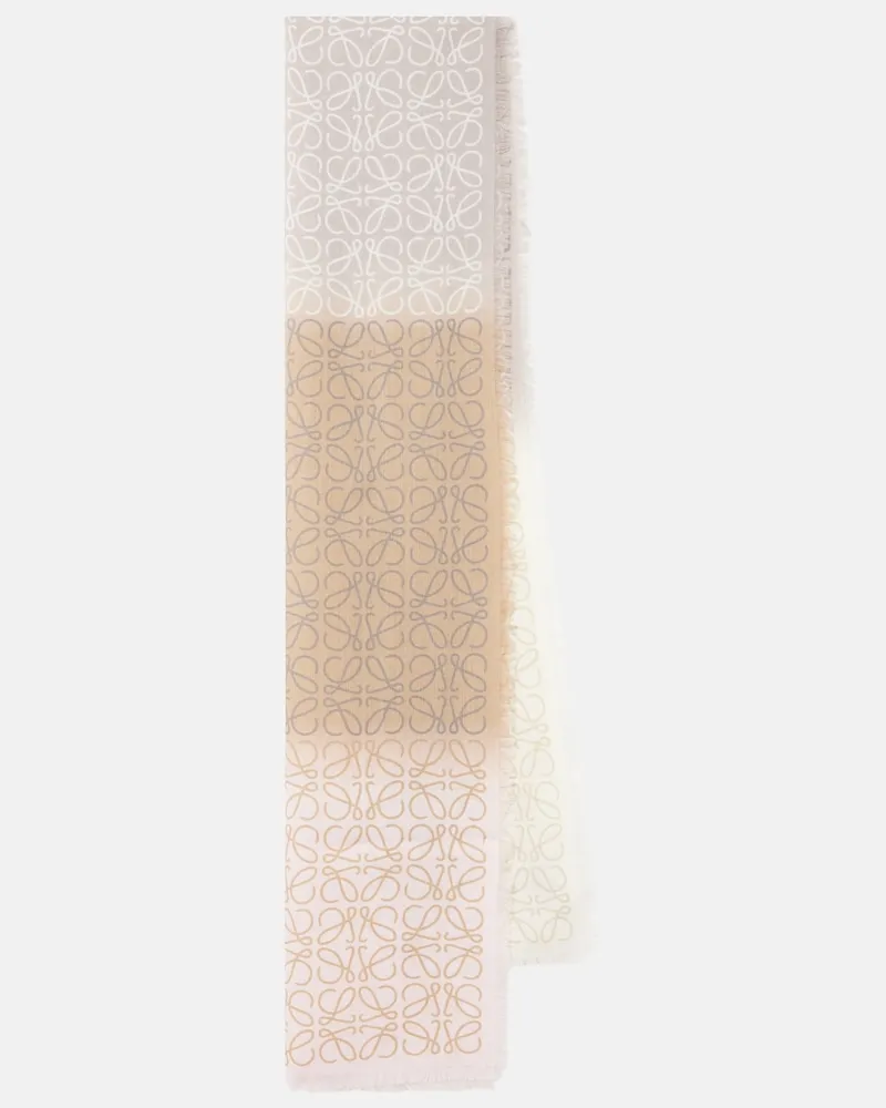 Loewe Schal Anagram aus Wolle, Seide und Kaschmir Beige