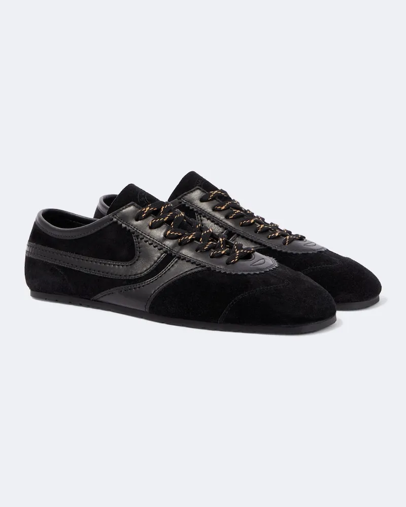 Dries van Noten Sneakers aus Veloursleder und Leder Schwarz