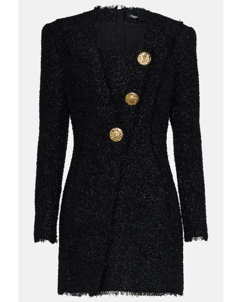 Balmain Minikleid aus Boucle Schwarz