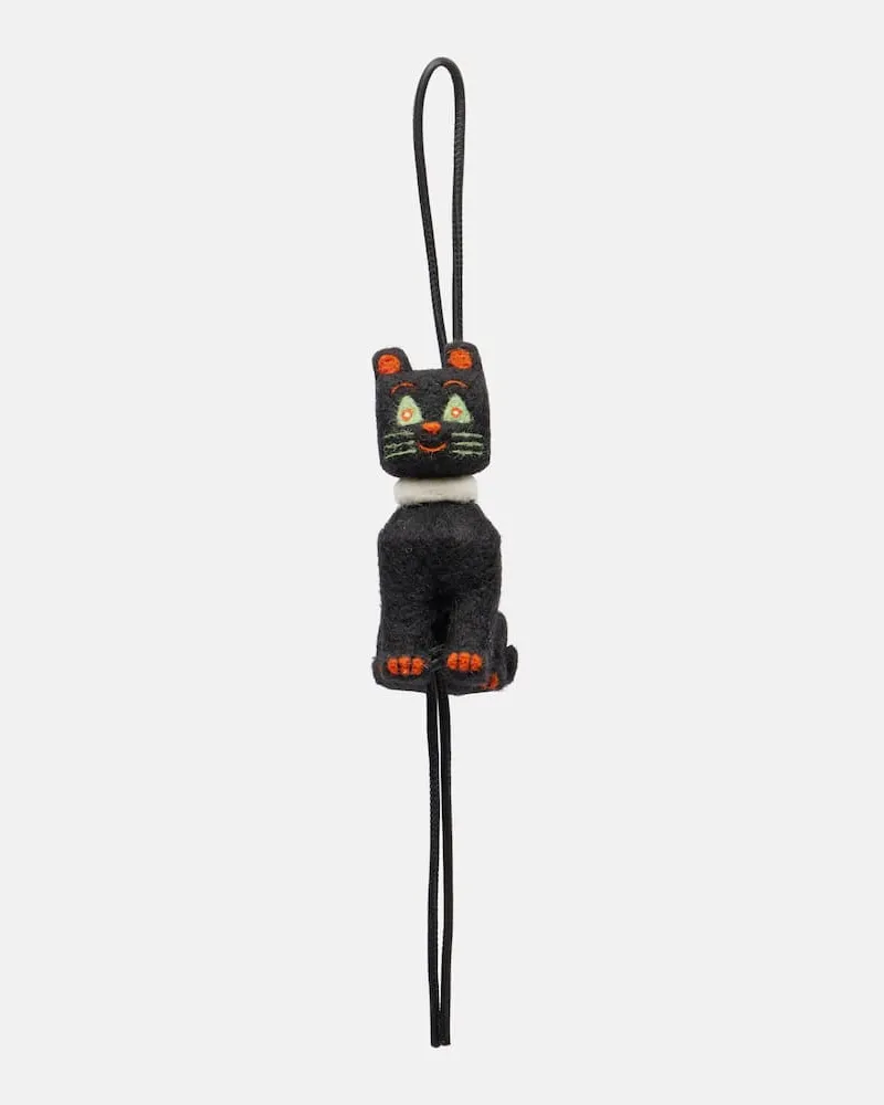 Loewe X Louis Wain Taschenanhänger Cats aus Wolle mit Leder Schwarz