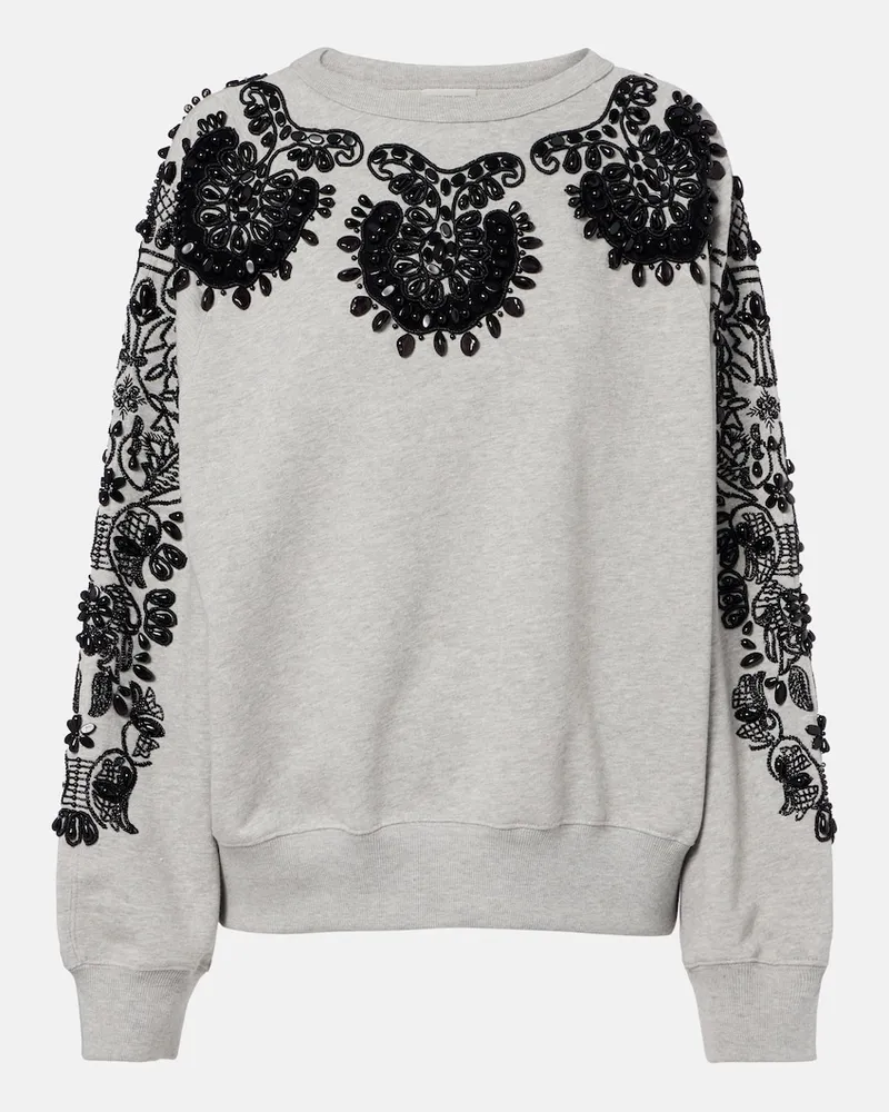 Dries van Noten Verziertes Sweatshirt aus Baumwoll-Jersey Grau