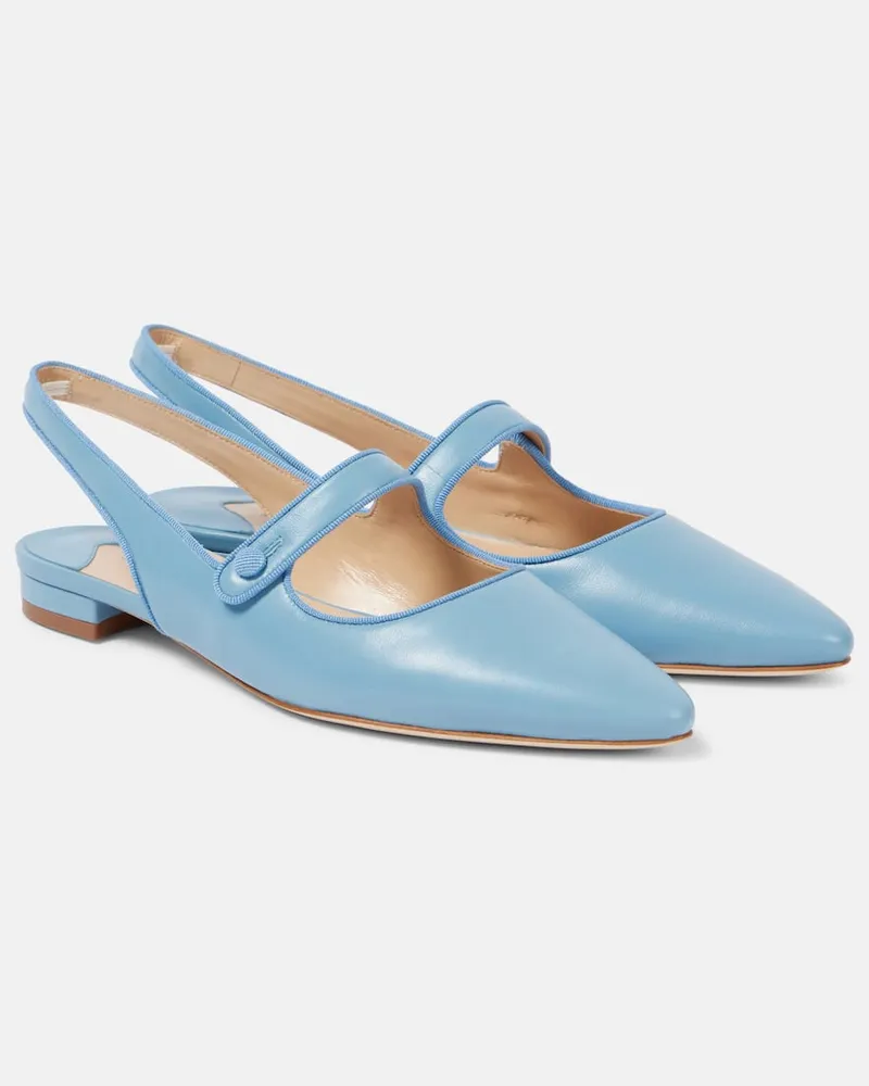 Manolo Blahnik Slingback-Ballerinas Campariflatsli aus Leder Blau
