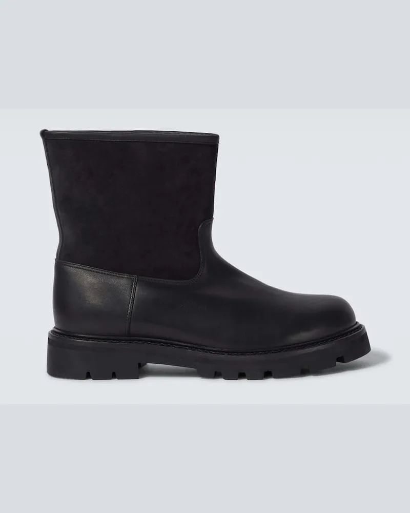 Loro Piana Ankle Boots Suilven aus Veloursleder und Leder Schwarz