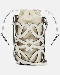 Loewe Bucket-Bag Anagram aus Canvas und Leder Weiss