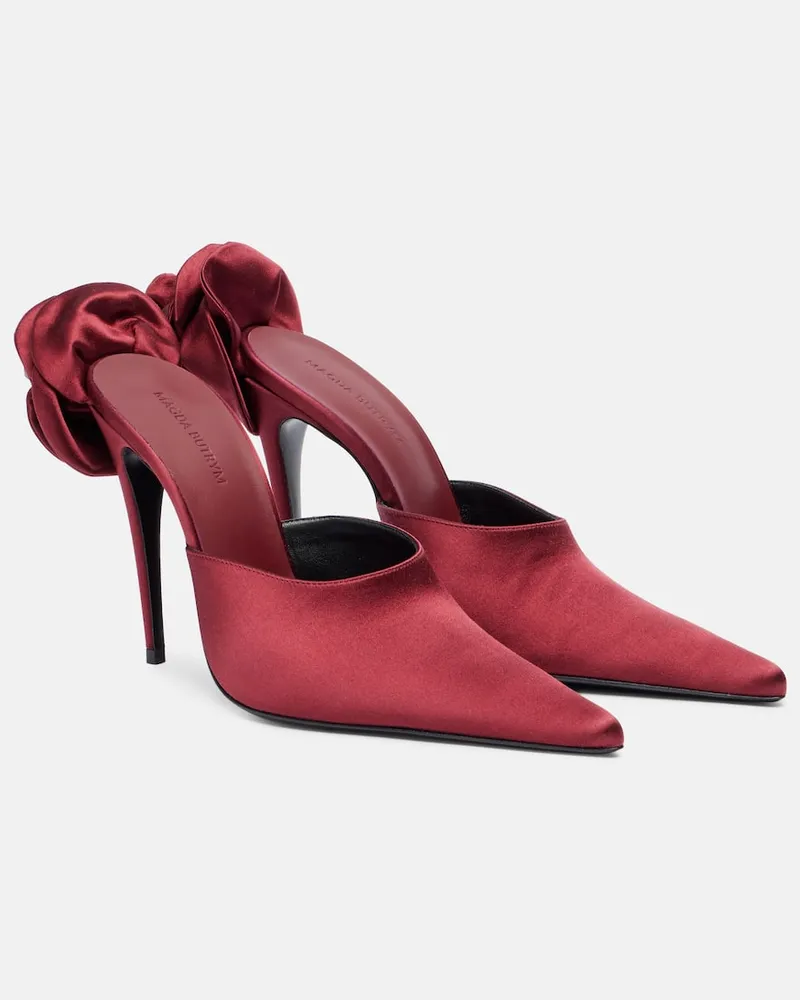 Magda Butrym Verzierte Mules aus Satin Burgunderrot