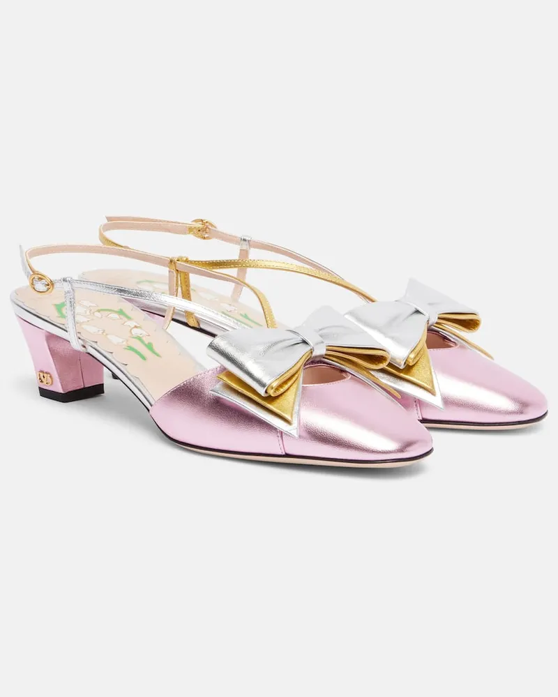 Valentino Garavani Pumps Bowow 45 aus Metallic-Leder Multicolor
