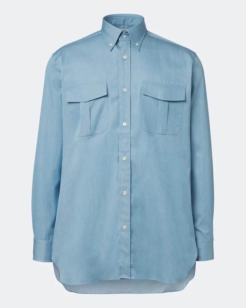 Charvet Hemd aus Baumwoll-Chambray Blau