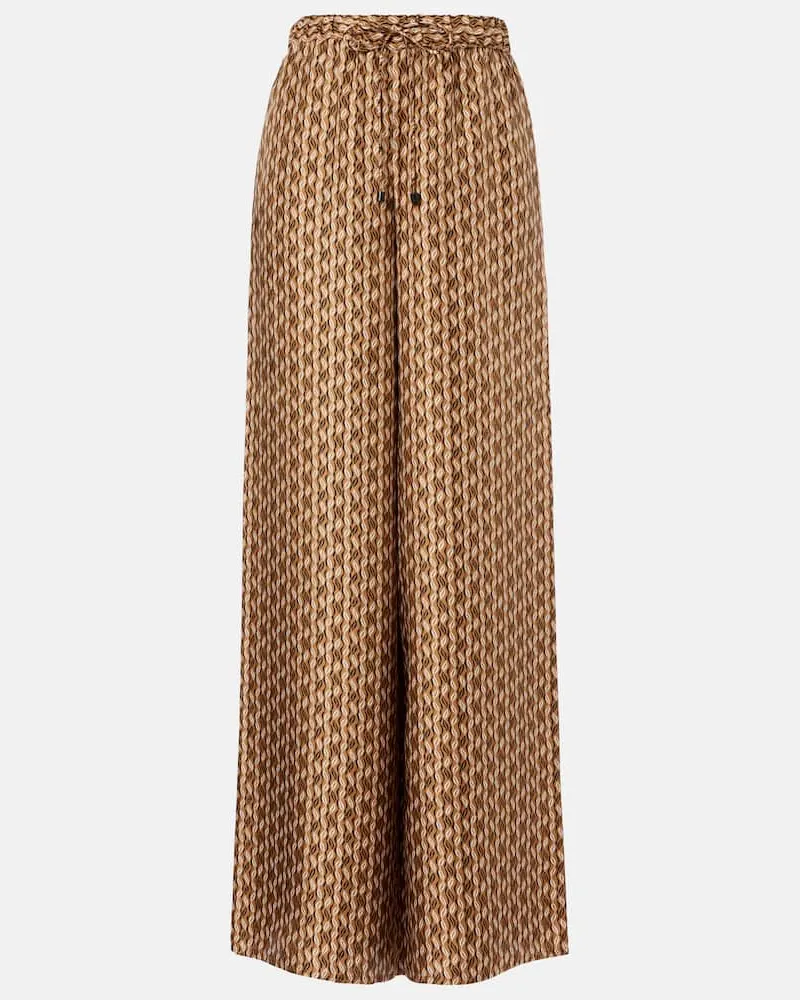 Max Mara Palazzo-Hose Clarino aus Seiden-Twill Beige