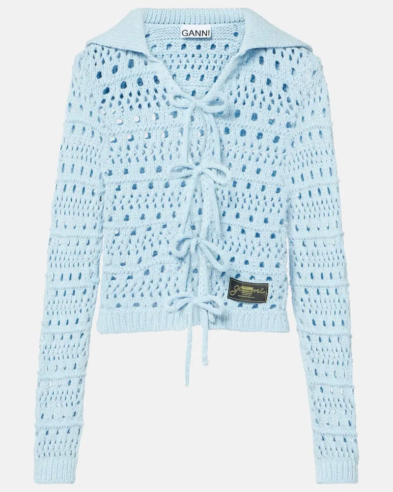 Ganni Cardigan aus einem Baumwollgemisch Blau