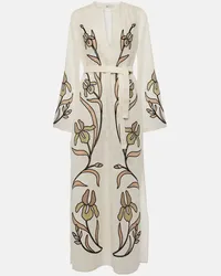 Tory Burch Bedruckter Kaftan aus Leinen Weiss