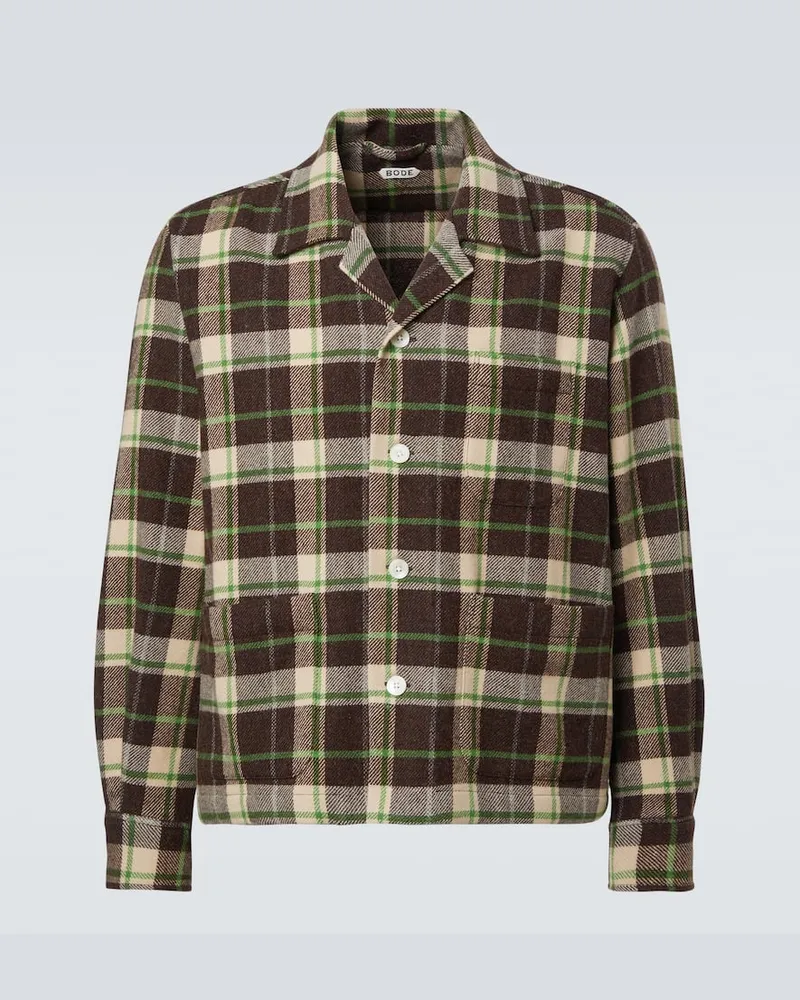 BODE Hemdjacke Woodcrest aus Wollflanell Braun