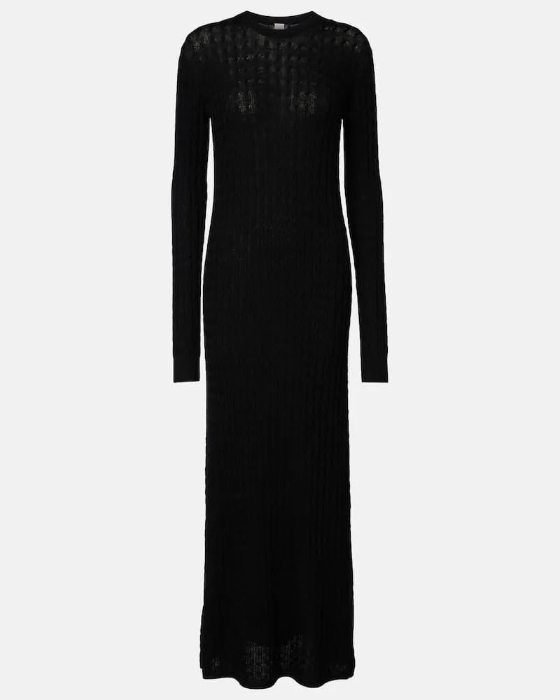 Totême Maxikleid aus Wolle Schwarz