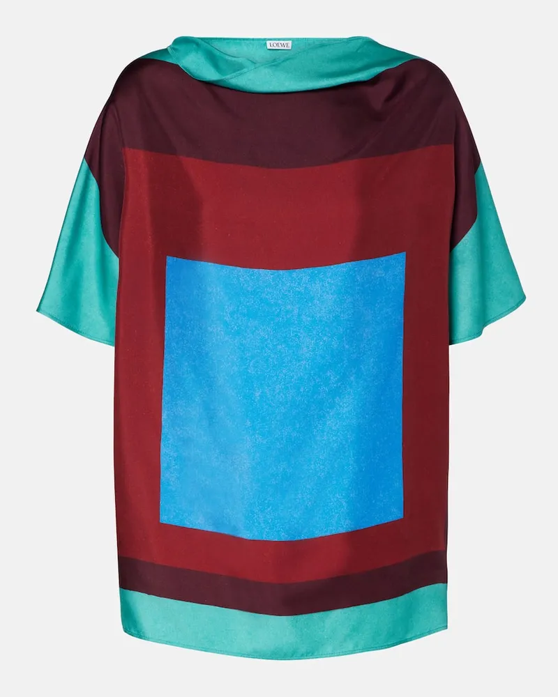 Loewe Bedrucktes Top aus Seidensatin Multicolor