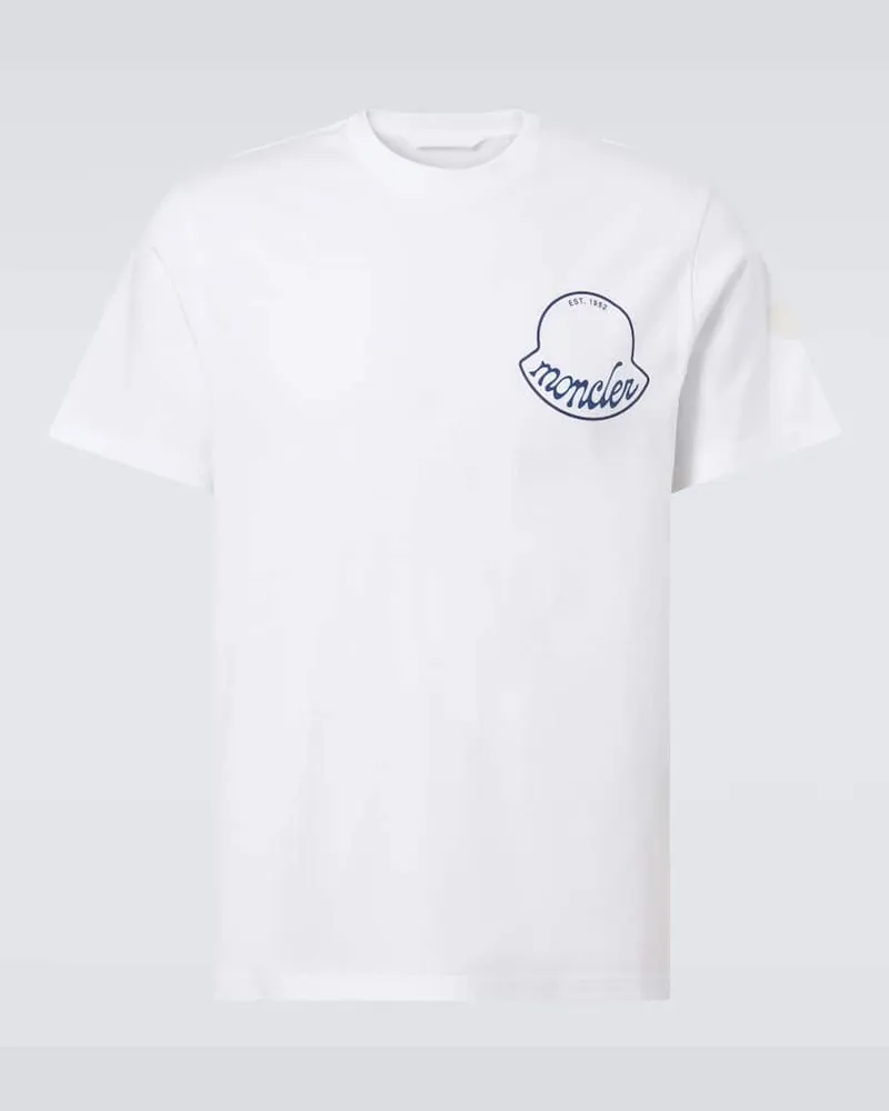 Moncler T-Shirt aus Baumwoll-Jersey mit Logo Weiß
