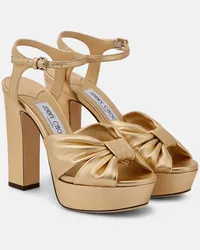 Jimmy Choo Plateausandalen Heloise 120 aus Metallic-Leder Gold