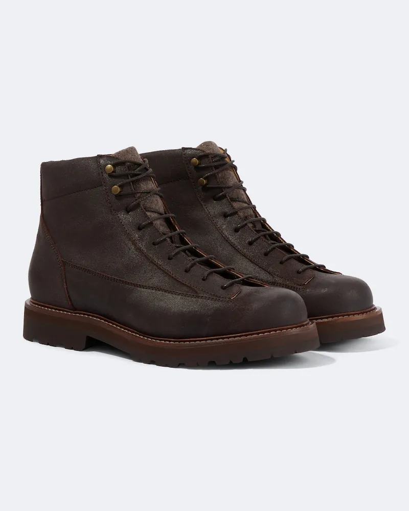 Brunello Cucinelli Schnürstiefel aus Leder Braun