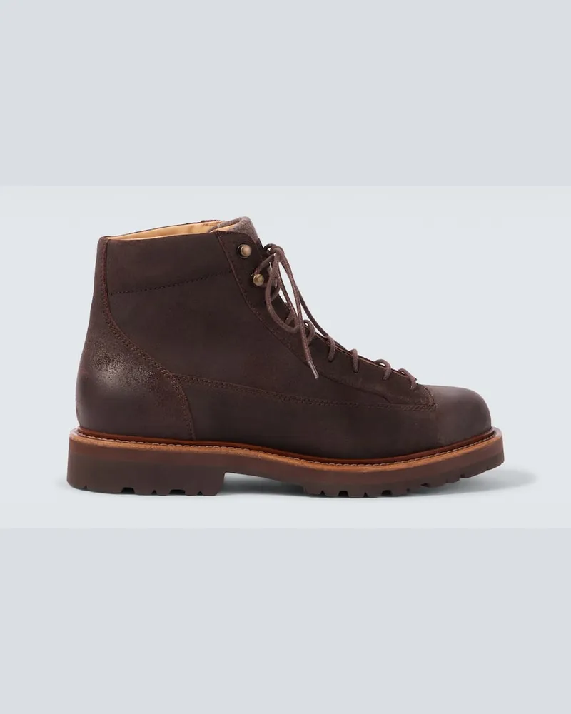 Brunello Cucinelli Schnürstiefel aus Leder Braun