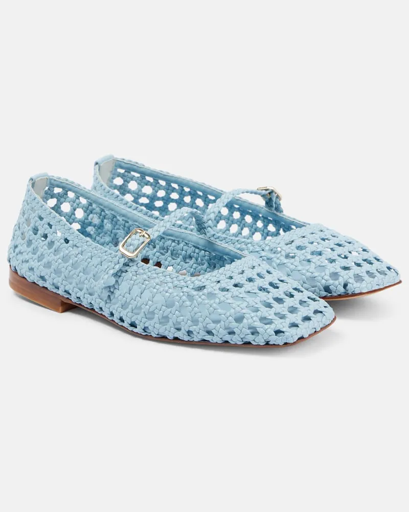 SOULIERS MARTINEZ Mary-Jane-Ballerinas Paris aus Leder Blau